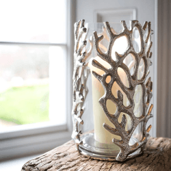 Image showing the Coral Hurricane lantern - small, 23 x 16cm, Clear/Silver product.