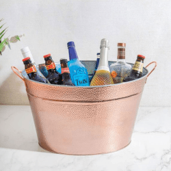 Image showing the Hammered Galvanised Steel Drinks Bucket, Copper product.