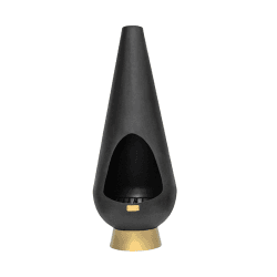 Image showing the Leo Outdoor Fireplace, H120 x W46cm, Black/Gold product.