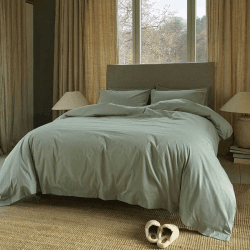 Image showing the The Original 300 Thread Count Sateen Duvet Cover, Double, Sage Green product.