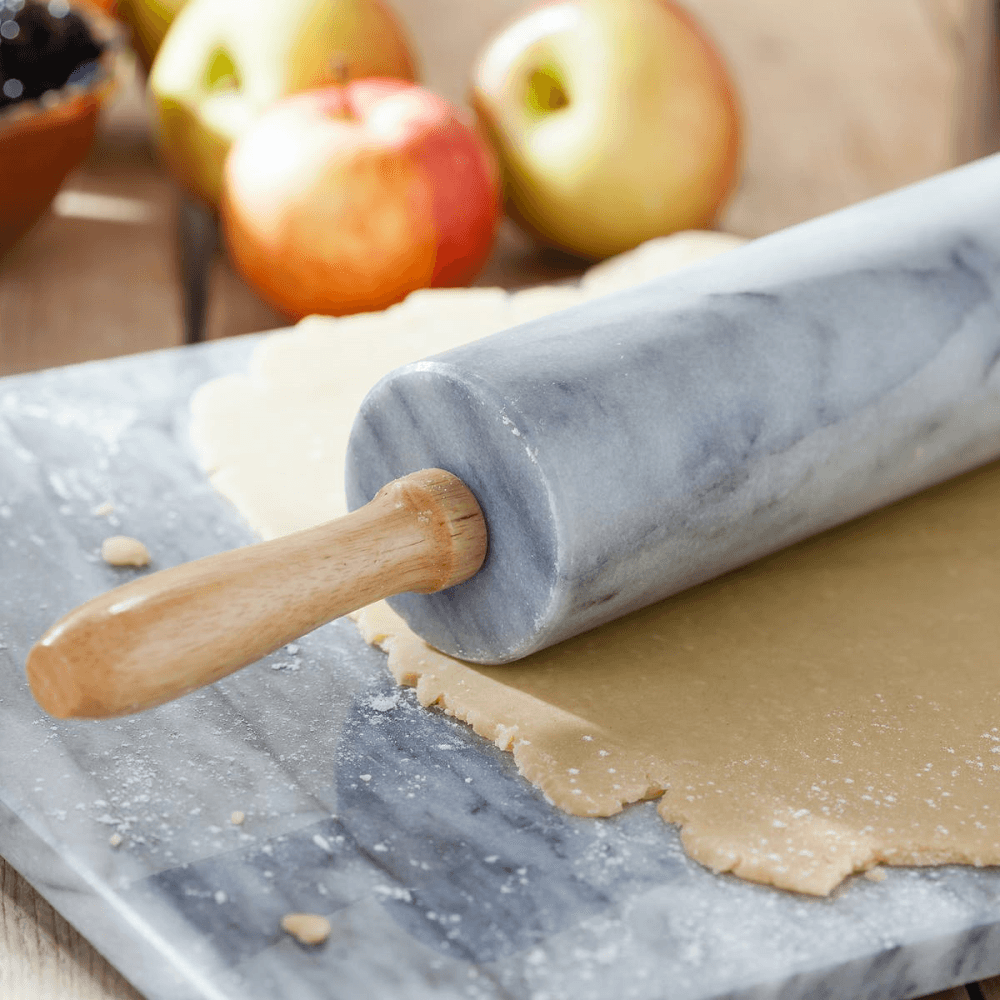 Marble Rolling Pin & Wooden Stand, Grey