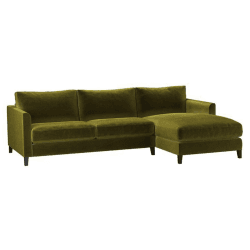 Image showing the Izzy, Medium Right Hand Chaise,  Olive Pure Cotton Matt Velvet, Olive product.