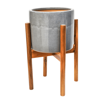Image showing the Anzio Planter with stand, D24cm, Warm Grey product.