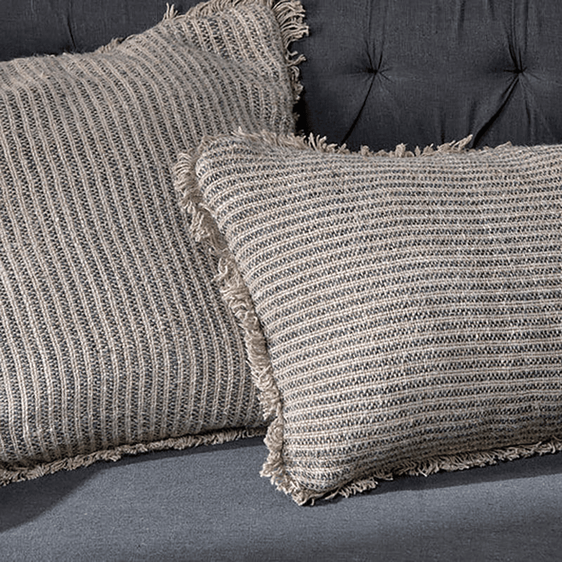 Gili Linen Cushion Cover, 50 x 50cm, Dark Green & Natural
