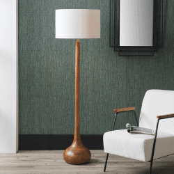 Image showing the Toma Floor Lamp With Linen Drum Shade, H133cm, Oiled Wood product.