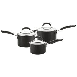 Image showing the Total Anodised Non-Stick 3 Piece Pan Set, Black product.