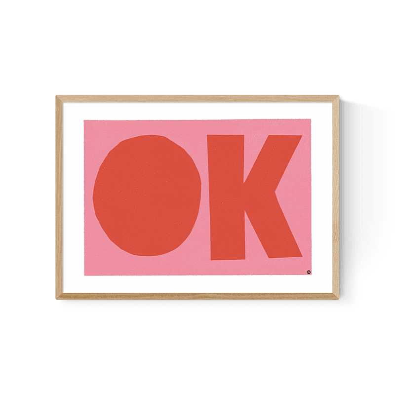 In House, OK Framed Art Print, Beige/ Natural
