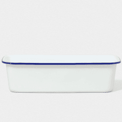 Image showing the Loaf Tin, White with Blue Rim product.