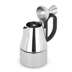 Image showing the Brew Stove top coffee maker, H23 x W15 x D 13, Metallic product.