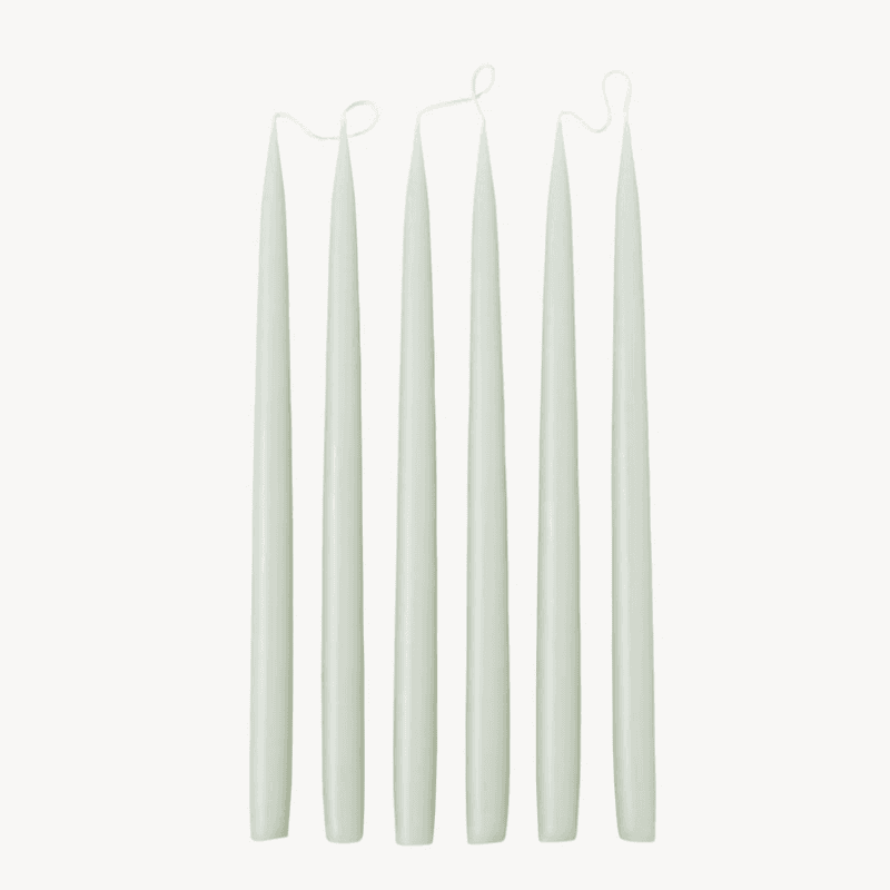 Set of 6 Tapered Dinner Candles, H35cm, Pale Green