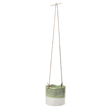 Image showing the Indoor Hanging Pot, Wave Design, Green/White product.
