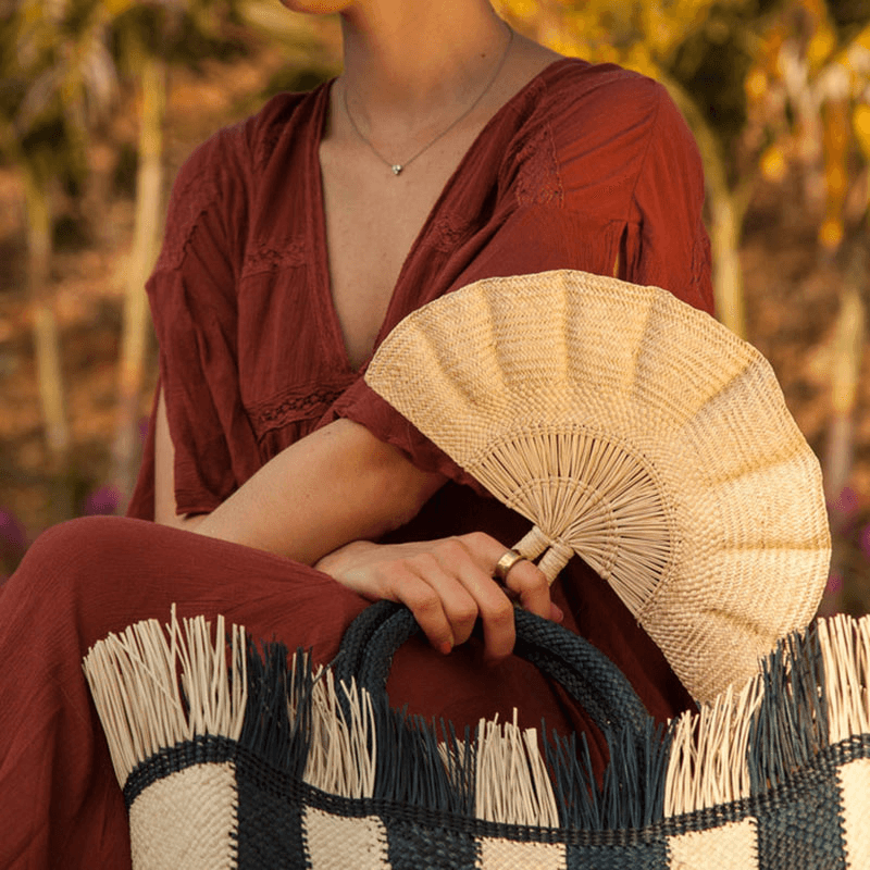 Classic Handwoven Fan, 24cm, Natural