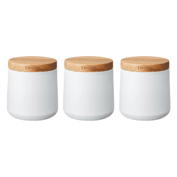 Image showing the Set of 3 Storage Canisters, D11 x H10cm, White product.