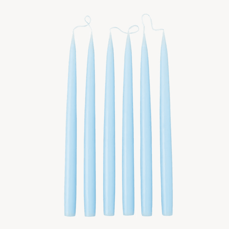 Set of 6 Tapered Dinner Candles, H35cm, Pale Blue