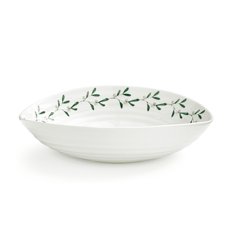 Mistletoe Set of 4 Pasta Bowls, D23.5cm, White/Green