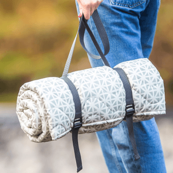 Image showing the Quilted Newbury Picnic Rug, 125 x 125cm, Grey/Cream product.
