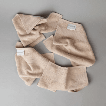 Image showing the Organic 600gsm Set of 2 Face Towels, 30 x 30cm, Flax product.