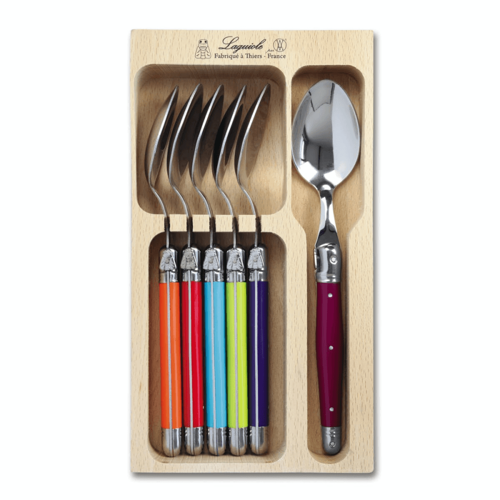 Dessert Spoon Set, Multicoloured Handle, Set of 6