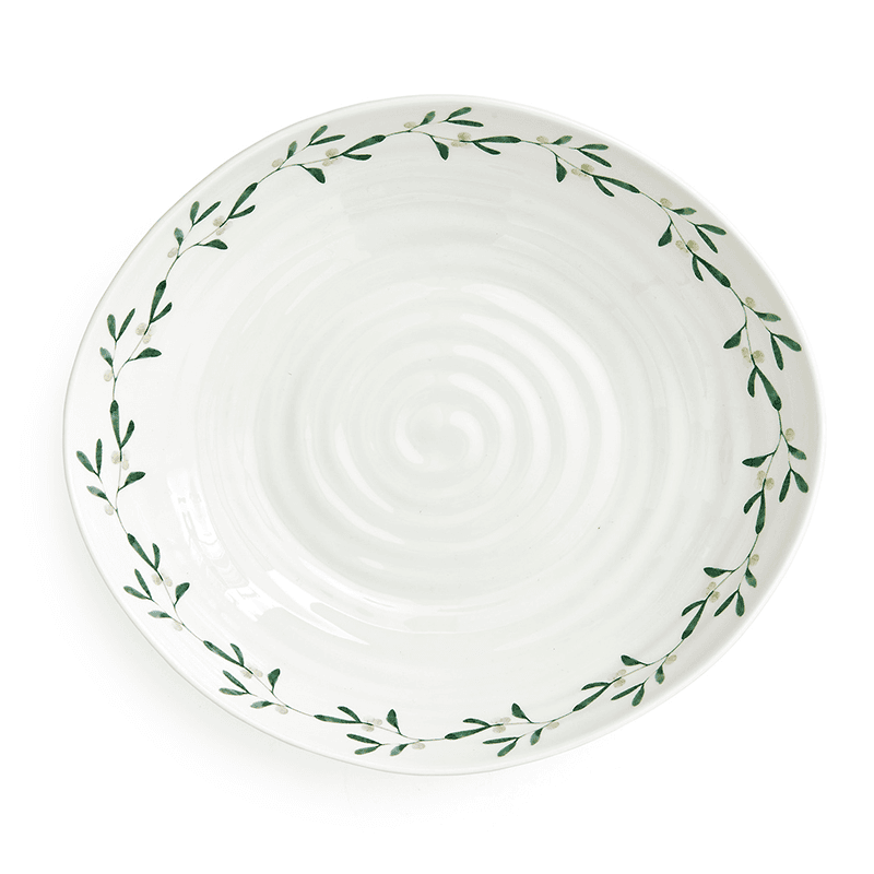 Mistletoe Set of 4 Pasta Bowls, D23.5cm, White/Green