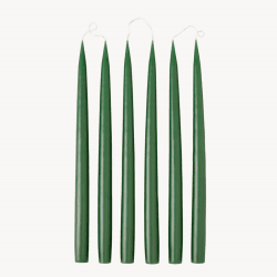 Image showing the Set of 6 Tapered Dinner Candles, H35 cm, Pine Green product.