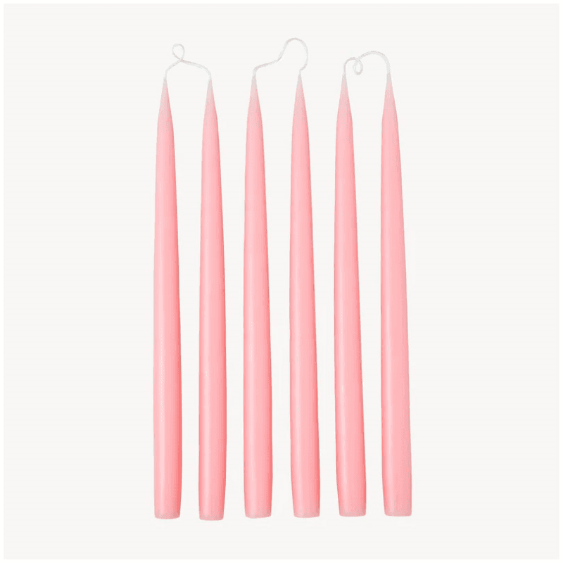 Set of 6 Tapered Dinner Candles, H35cm, Candy Pink