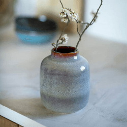 Image showing the Lave Home Small Vase, H15.5cm, White/Blue product.