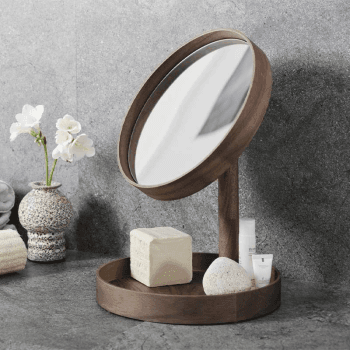 Image showing the Look Magnify Mirror, H37 x D25cm, Walnut product.