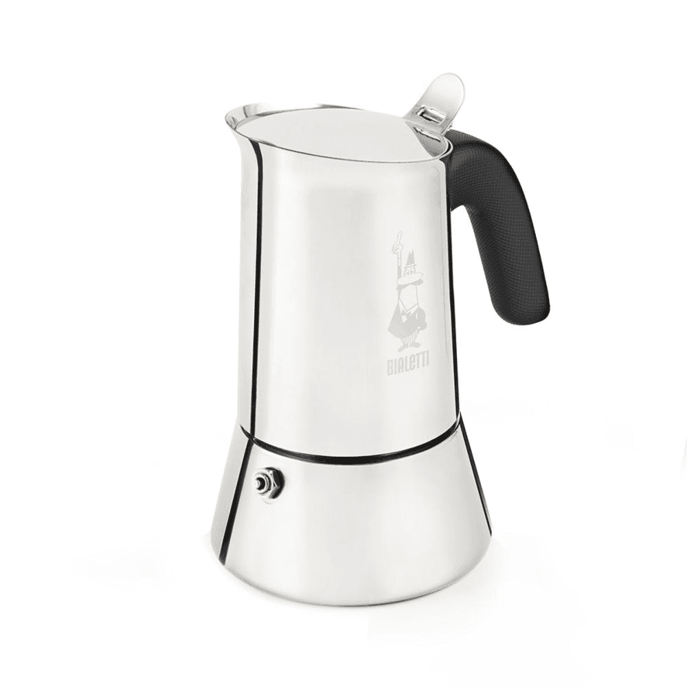 Venus Induction stainless steel stovetop coffee maker, 6 cup, Silver