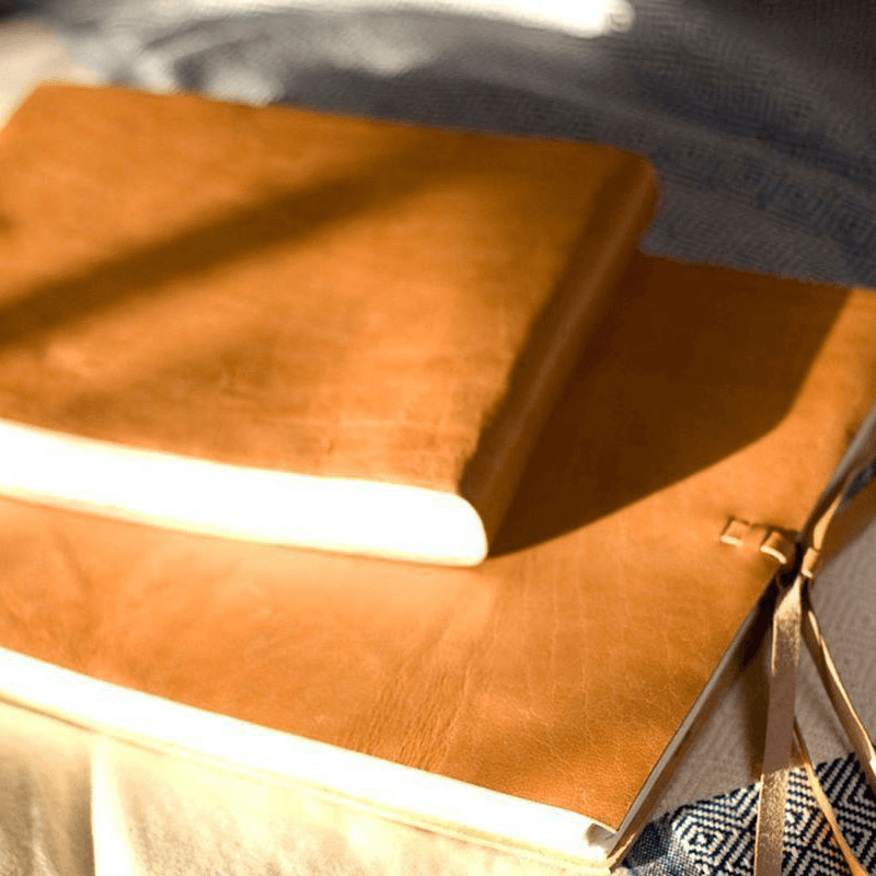 Rustic Photograph album - large, H34.5 x L25cm, Tanned Leather
