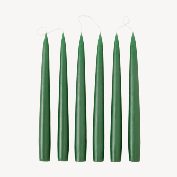 Image showing the Set of 6 Tapered Dinner Candles, H25cm, Pine Green product.