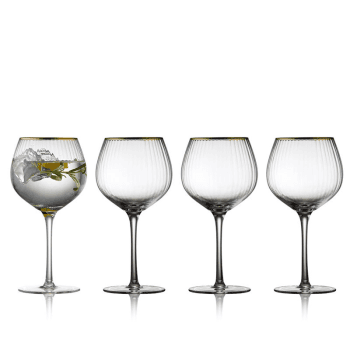 Image showing the Palermo Set of 4 Gin & Tonic Glasses, 650ml, Gold product.