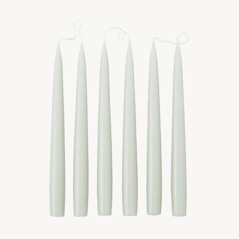 Set of 6 Tapered Dinner Candles, H25cm, Pale Green
