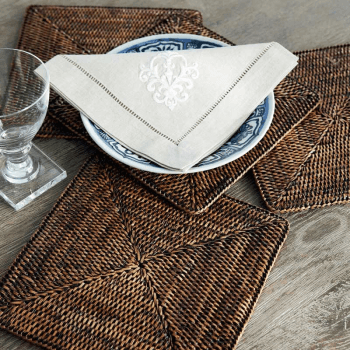 Image showing the Rattan Set of 4 square placemats, W22 x D22cm product.