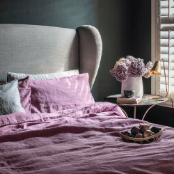 Image showing the Cotton Linen Mix Duvet Cover, Double, Raspberry product.