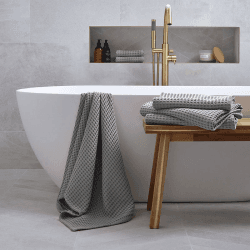 Image showing the Waffle Towel Bath Sheet, Dove Grey product.