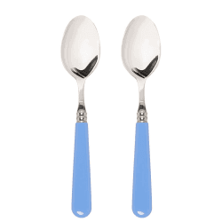 Image showing the Set of 2 Dessert Spoons, Sky Blue product.