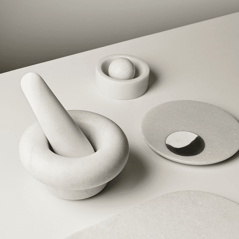 Stone Serving Board, L22 x W22cm, White