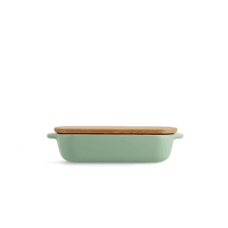Image showing the Stoneware Dish with Bamboo Lid, 20cm, Pistachio product.