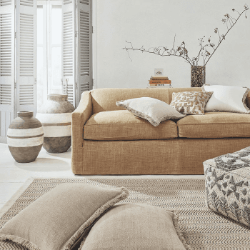 Image showing the Stonewashed Linen Cushion Cover with Fringing, 51cm, Off White product.