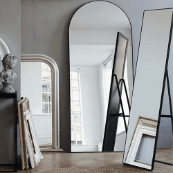 Image showing the Chiltern Thin Metal Arch Mirror, 79 x 187cm, Black product.