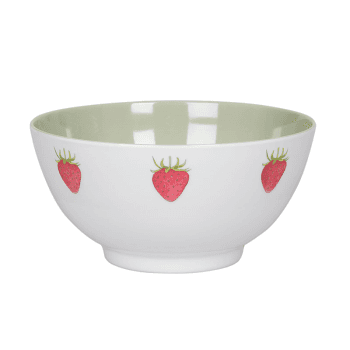 Image showing the Strawberries Bowl, D15cm, White, Green product.