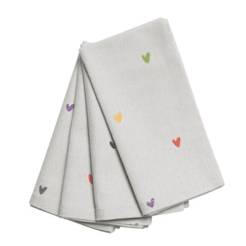 Image showing the Multicoloured Hearts Napkins (Set of 4) product.
