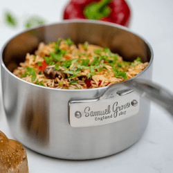 Image showing the Classic Triply Saucepan with Lid, 18cm, Stainless Steel product.