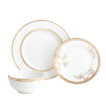 Image showing the Lace 12 Piece Dinnerware Set, Gold product.