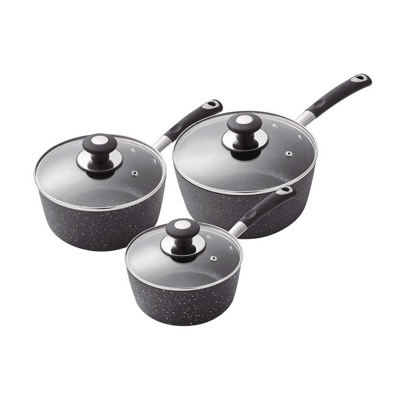 Precision 3 Piece Saucepan Set, 18/20/22cm, Black