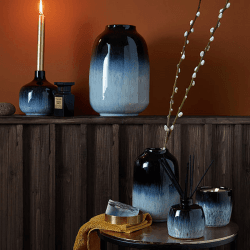 Image showing the Halo Large Barrel Vase, H26cm, Blue product.