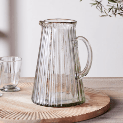 Image showing the Minati Ribbed Glass Jug, 2.5L, Clear product.