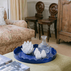 Image showing the Lacquered Scallop Round Tray D50cm, Navy product.
