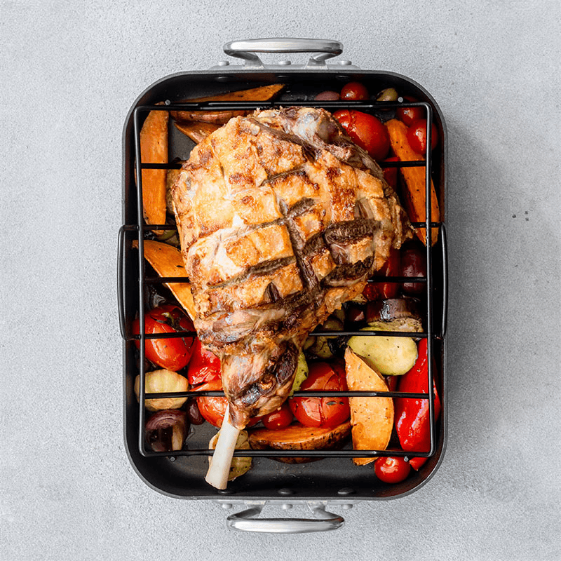 Non-stick roasting tin with rack, 40 x 28cm, Premium