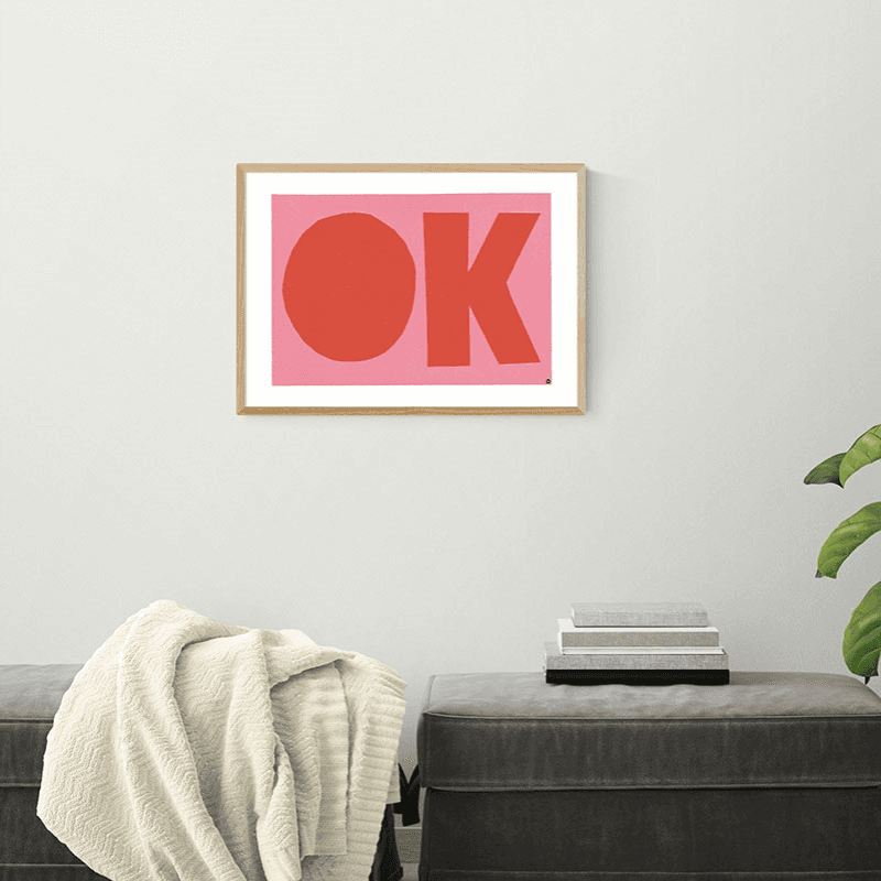 In House, OK Framed Art Print, Beige/ Natural